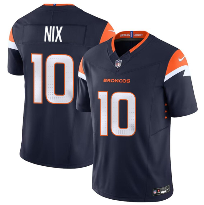 Men's Denver Broncos #10 Bo Nix Navy 2024 Draft F.U.S.E. Alternate Vapor Limited Football Stitched Jersey