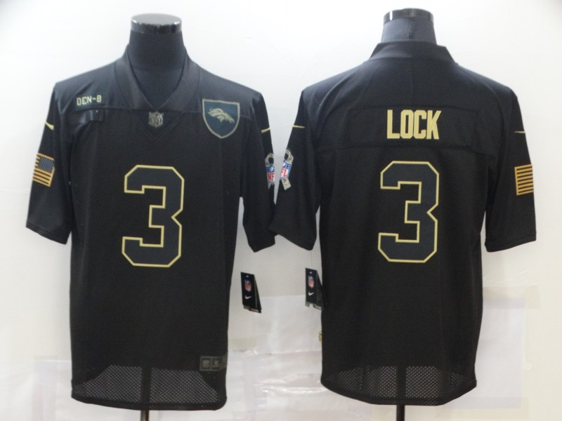 Men's Denver Broncos #3 Drew Lock Black 2020 Salute To Service Stitched NFL Nike Limited Jersey