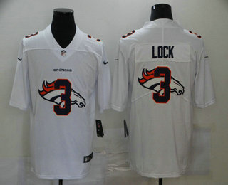 Men's Denver Broncos #3 Drew Lock White 2020 Shadow Logo Vapor Untouchable Stitched NFL Nike Limited Jersey