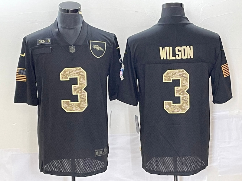 Men's Denver Broncos #3 Russell Wilson Black Camo 2020 Salute To Service Stitched NFL Nike Limited Jersey