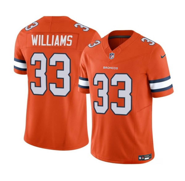 Men's Denver Broncos #33 Javonte Williams Orange 2023 F.U.S.E. Vapor Untouchable Football Stitched Jersey