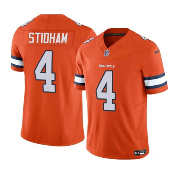 Men's Denver Broncos #4 Jarrett Stidham Orange 2023 F.U.S.E. Vapor Untouchable Football Stitched Jersey