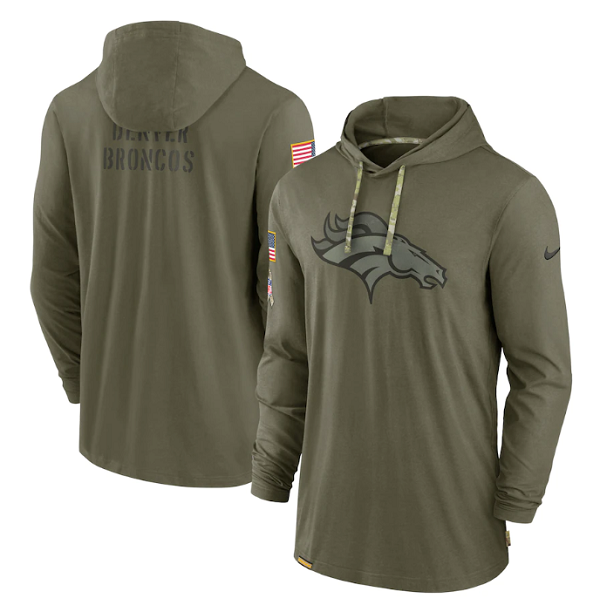 Men's Denver Broncos 2022 Olive Salute To Service Tonal Pullover Hoodie