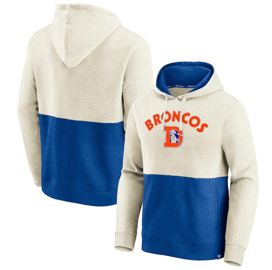 Men's Denver Broncos Cream Blue Classic Pullover Hoodie