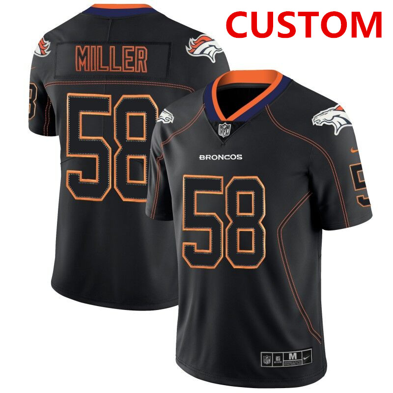Men's Denver Broncos Custom NFL 2018 Lights Out Black Color Rush Limited Jersey
