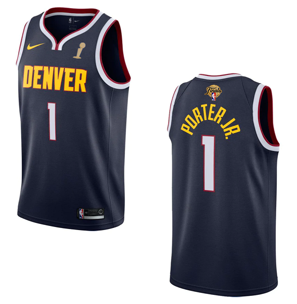 Men's Denver Nuggets #1 Michael Porter Jr. Navy 2023 Finals Champions Icon EditionStitched Basketball Jersey
