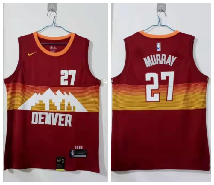 Men's Denver Nuggets #27 Jamal Murray Red 2021 City Edition NBA Swingman Jersey With The Sponsor Logo