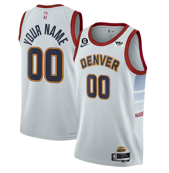 Men's Denver Nuggets Active Player Custom White 2022-23 Icon Edition With NO.6 Patch Stitched Jersey