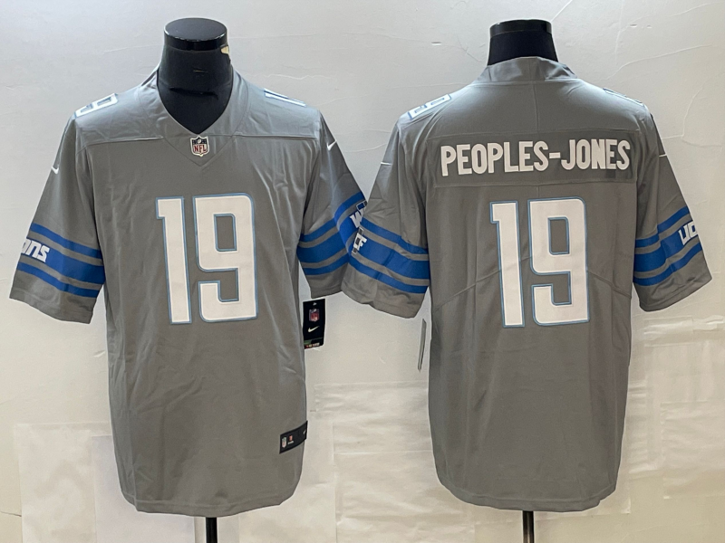 Men's Detroit Lions #19 Donovan Peoples Jones Grey 2023 FUSE Vapor Limited Stitched Jersey