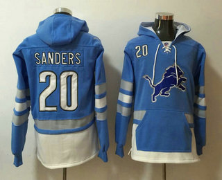 Men's Detroit Lions #20 Barry Sanders NEW Blue Pocket Stitched NFL Pullover Hoodie