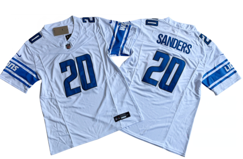 Men's Detroit Lions #20 Barry Sanders White 2023 F.U.S.E. Vapor Untouchable Limited Football Stitched Jersey