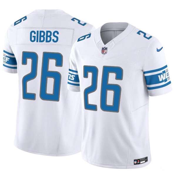 Men's Detroit Lions #26 Jahmyr Gibbs White 2023 F.U.S.E. Vapor Untouchable Limited Football Stitched Jersey