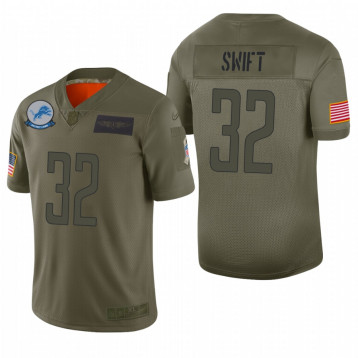 Men's Detroit Lions #32 D'Andre Swift Olive 2019 Salute To Service Limited Jersey