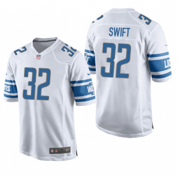 Men's Detroit Lions #32 D'Andre Swift White 2020 NFL Draft Game Jersey