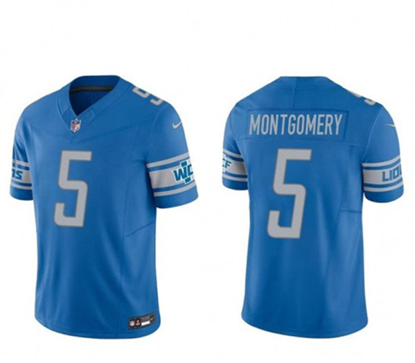 Men's Detroit Lions #5 David Montgomery Blue 2023 F.U.S.E. Vapor Untouchable Limited Stitched Jersey