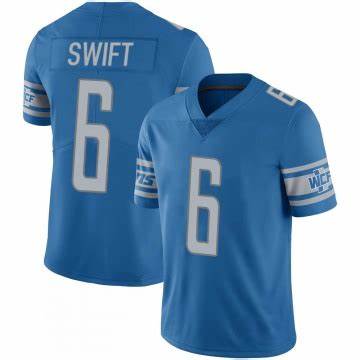 Men's Detroit Lions #6 D'Andre Swift Blue Vapor Untouchable Limited Stitched Jersey