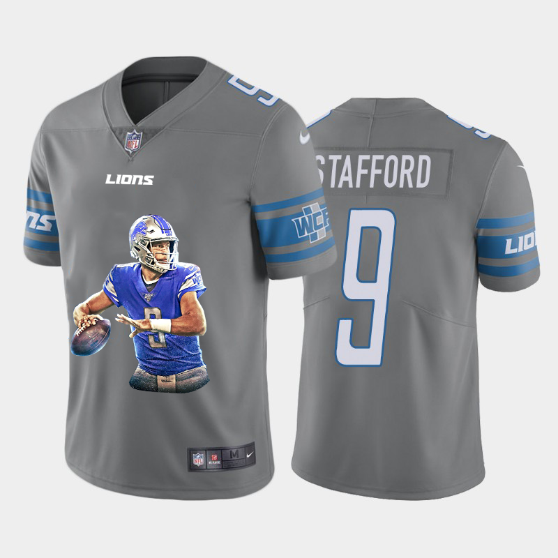 Men's Detroit Lions #9 Matthew Stafford Grey Player Portrait Edition 2020 Vapor Untouchable Stitched NFL Nike Limited Jersey