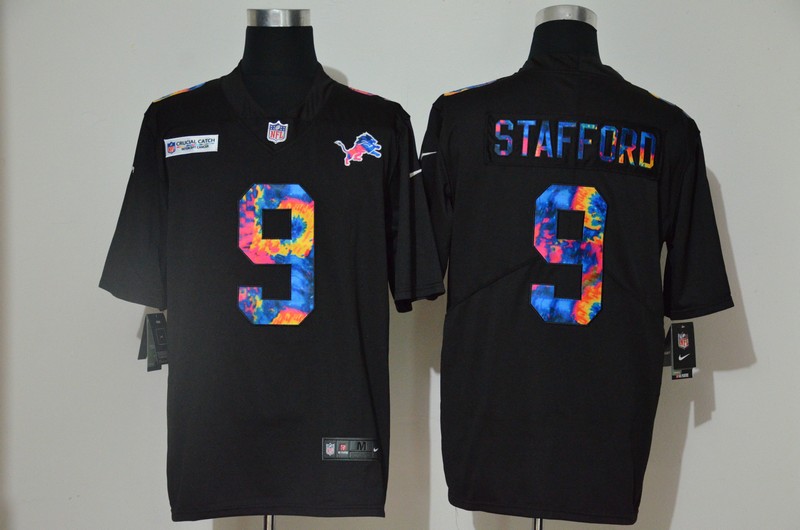 Men's Detroit Lions #9 Matthew Stafford Multi-Color Black 2020 NFL Crucial Catch Vapor Untouchable Nike Limited Jersey