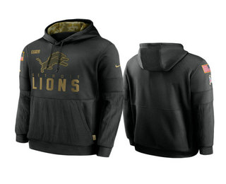 Men's Detroit Lions Black 2020 Salute to Service Sideline Performance Pullover Hoodie