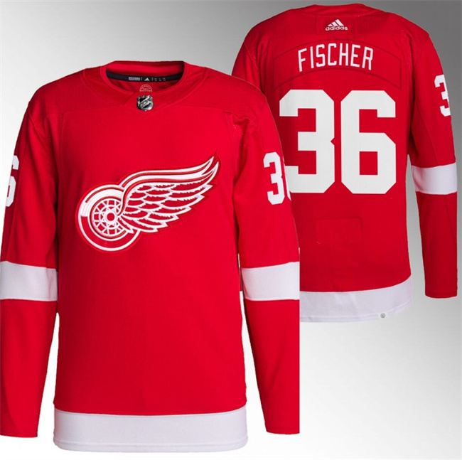Men's Detroit Red Wings #36 Christian Fischer Red Stitched Jersey