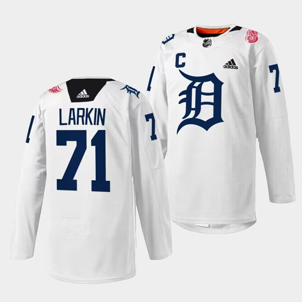 Men's Detroit Red Wings #71 Dylan Larkin White 2023 Stitched Jersey