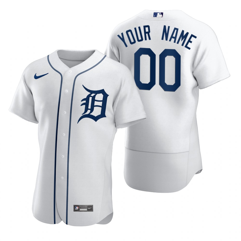 Men's Detroit Tigers Custom Nike White 2020 Stitched MLB Flex Base Jersey
