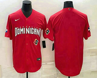Men's Dominican Republic Baseball Blank 2023 Red World Classic Stitched Jersey