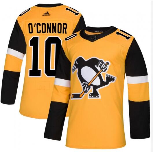 Men's Drew O'Connor Pittsburgh Penguins #10 Adidas Authentic Gold Alternate yellow Jersey