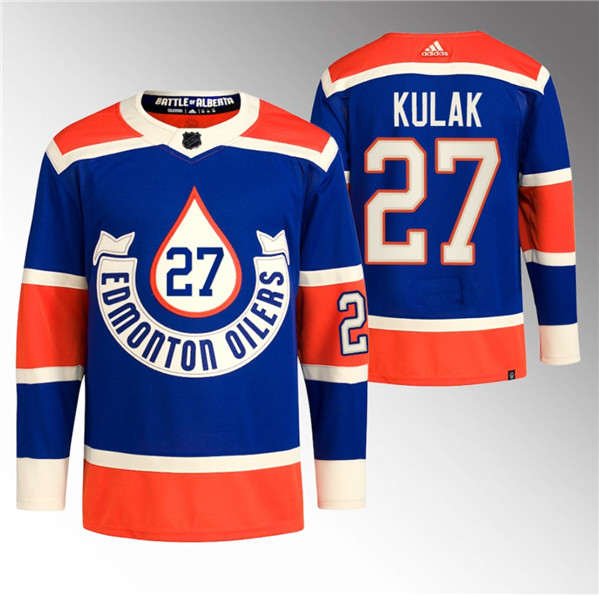 Men's Edmonton Oilers #27 Brett Kulak 2023 Royal Heritage Classic Primegreen Stitched Jersey