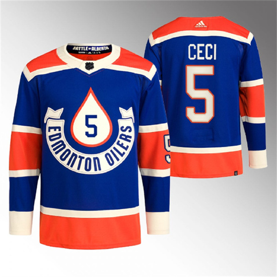 Men's Edmonton Oilers #5 Cody Ceci 2023 Royal Heritage Classic Primegreen Stitched Jersey
