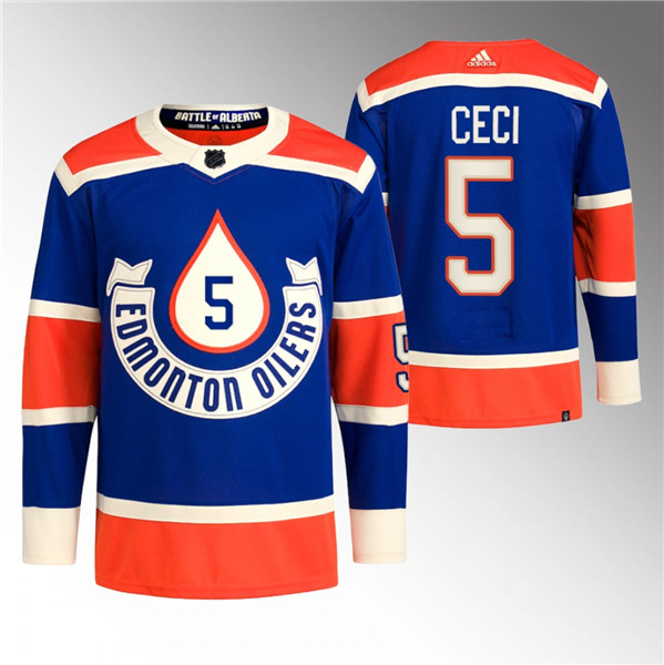 Men's Edmonton Oilers #5 Cody Ceci 2023 Royal Heritage Classic Primegreen Stitched Jersey