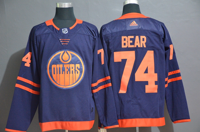 Men's Edmonton Oilers #74 Ethan Bear Navy Blue Adidas Stitched NHL Jersey