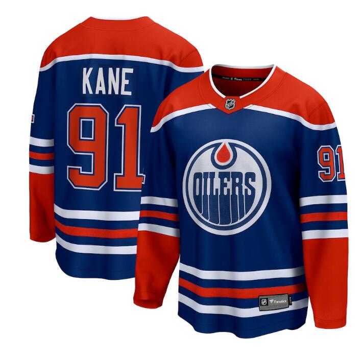 Men's Edmonton Oilers #91 Evander Kane Branded Royal Home Breakaway Player Jersey