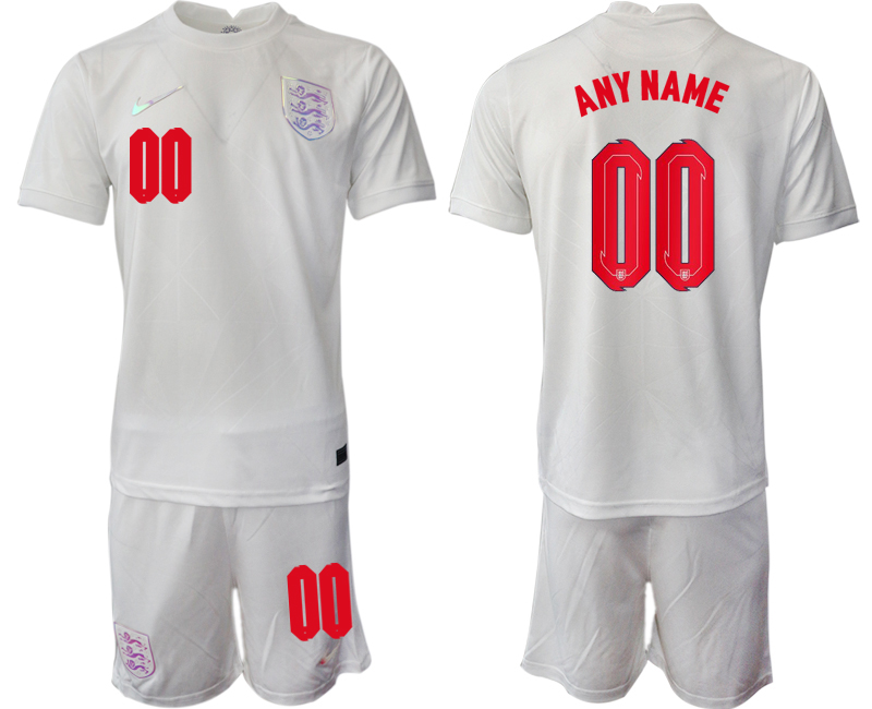 Men's England Custom White Home Soccer 2022 FIFA World Cup Jerseys Suit