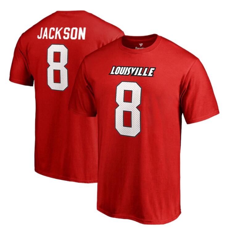 Men's Fanatics Branded Lamar Jackson Red Louisville Cardinals College Legends Name & Number T-Shirt
