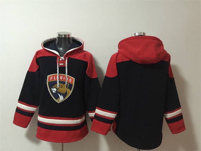 Men's Florida Panthers Blank Black Red Lace-Up Pullover Hoodie