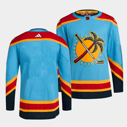 Men's Florida Panthers Blank Blue 2022 Reverse Retro Stitched Jersey