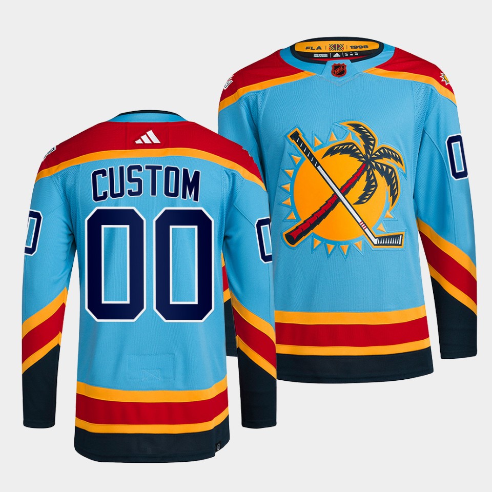 Men/Women/Youth Florida Panthers Custom Blue 2022 Reverse Retro Stitched Jersey