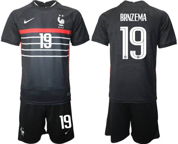 Men's France #19 Brnzema Black Home Soccer 2022 FIFA World Cup Jerseys Suit