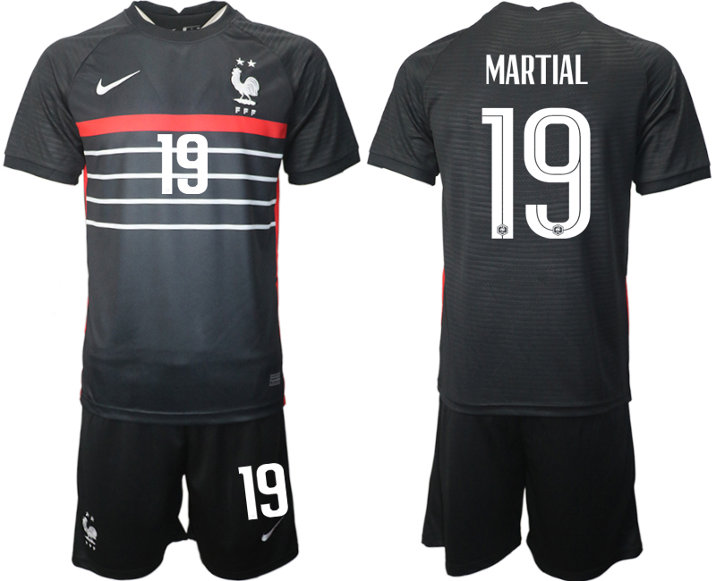 Men's France #19 Martial Black Home Soccer 2022 FIFA World Cup Jerseys Suit