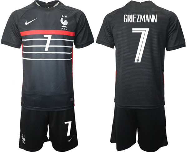 Men's France #7 Girezmann Black Home Soccer 2022 FIFA World Cup Jerseys Suit