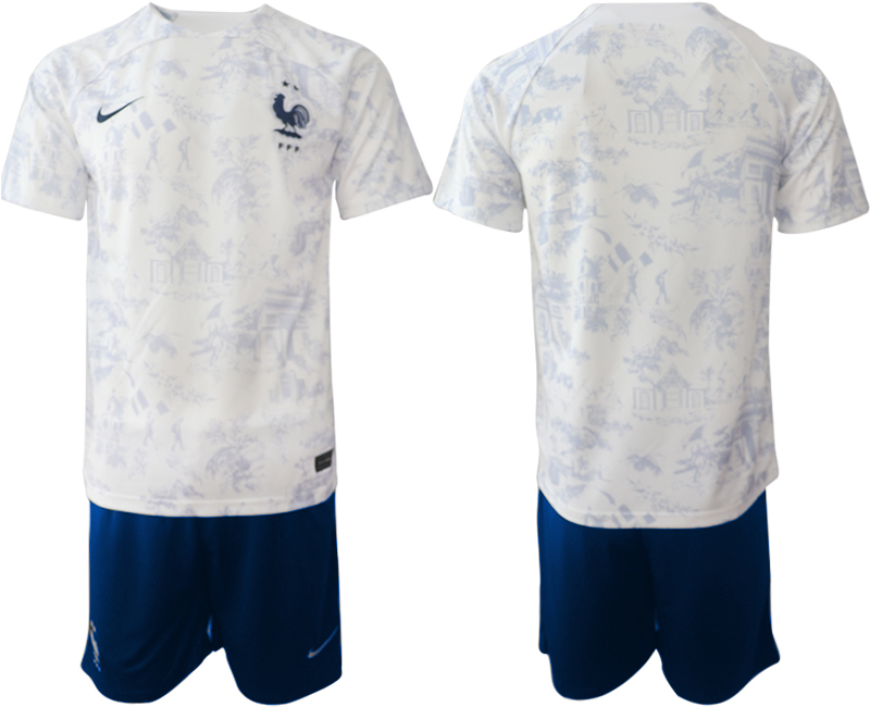 Men's France  BLANK White Away Soccer 2022 FIFA World Cup Suit Jerseys