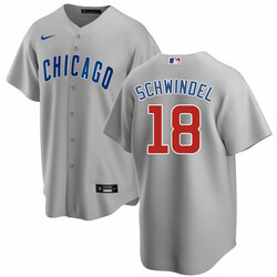 Men's Frank Schwindel Chicago Cubs #18 Gray Road Jersey by Nike