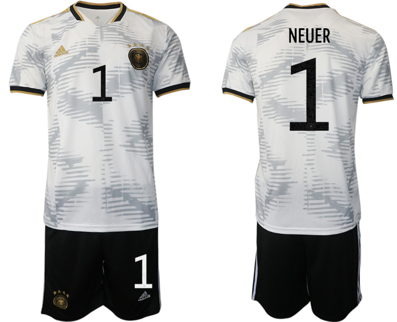Men's Germany #1 Neuer White Home Soccer 2022 FIFA World Cup Jerseys Suit