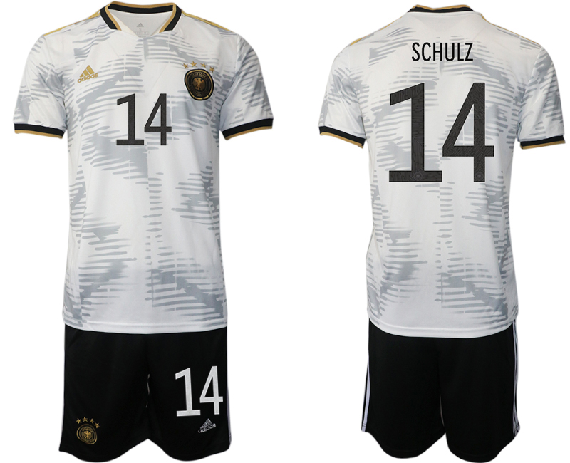 Men's Germany #14 Schulz White Home Soccer 2022 FIFA World Cup Jerseys Suit