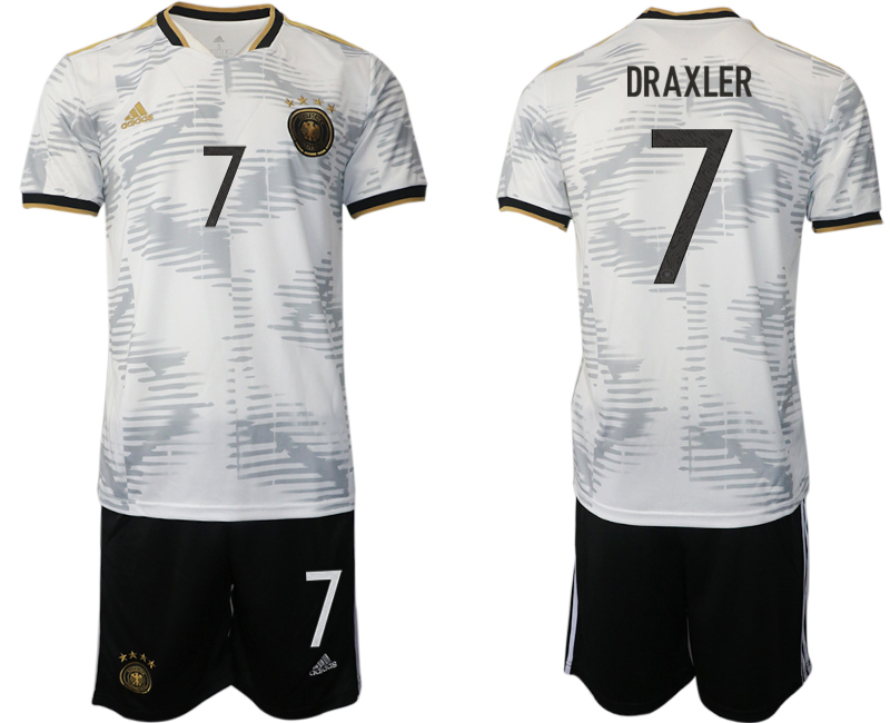 Men's Germany #7 Draxler White Home Soccer 2022 FIFA World Cup Jerseys Suit