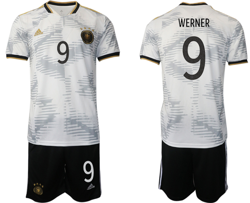 Men's Germany #9 Werner White Home Soccer 2022 FIFA World Cup Jerseys Suit