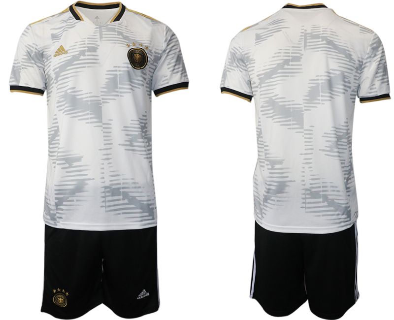 Men's Germany Blank White Home Soccer 2022 FIFA World Cup Jerseys Suit