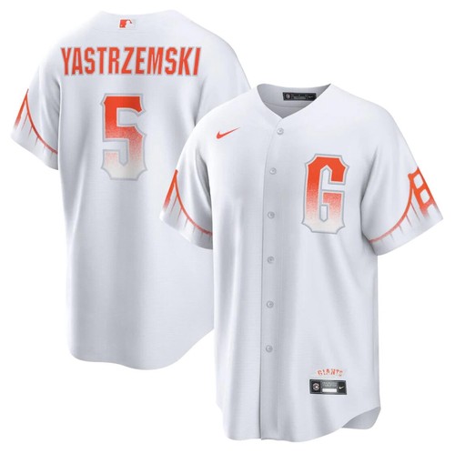 Men's Giants #5 Mike Yastrzemski White 2021 City Connect MLB Cool Base Nike Jersey