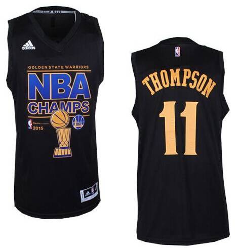 Men's Golden State Warriors #11 Klay Thompson Revolution 30 Swingman 2015 Champions Fashion Black Jersey